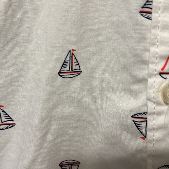 Carters Sailboat Collared Button Up Short Sleeve Red White and Blue Size 3 month - Picture 2 of 5